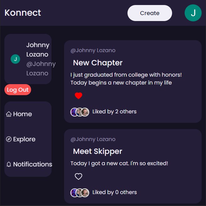 Picture of Konnect Social Media Website
